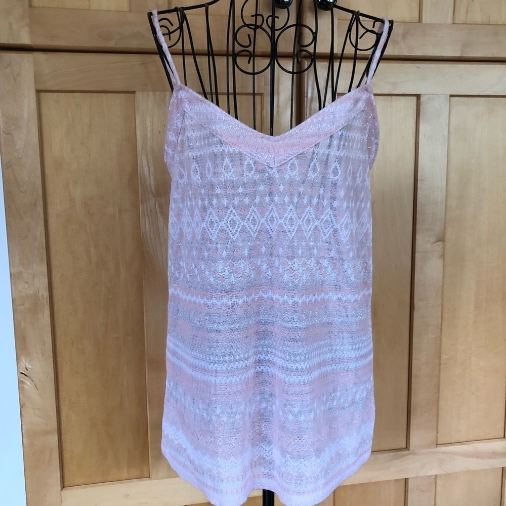 American Eagle pink & silver metallic cami Top size Large